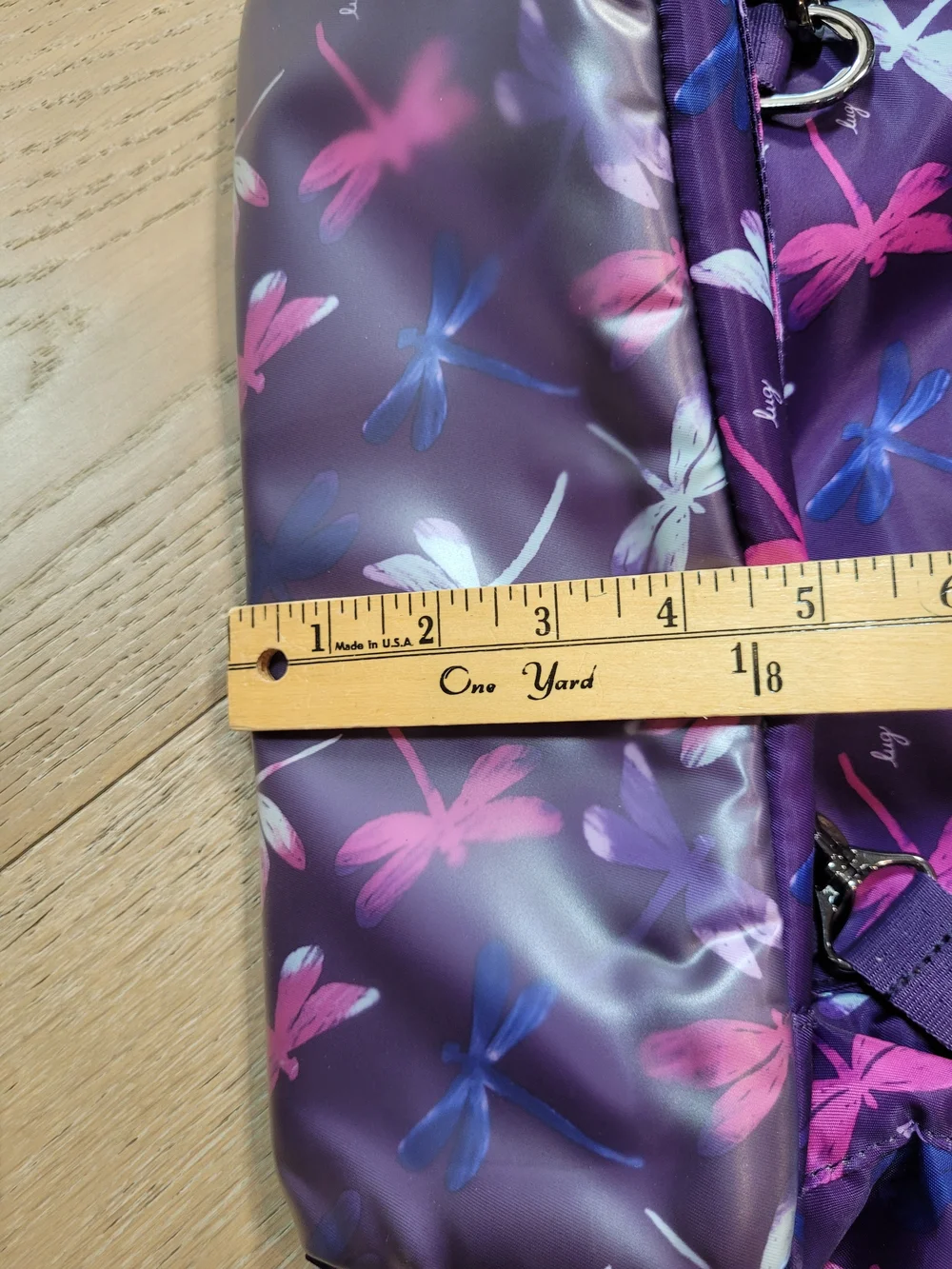 EUC lug Canter Convertible Tote Bag Women's Purple Dragonfly Crossbody Backpack